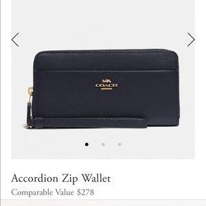 NWT Coach “Accordion Zip Wallet” in Midnight